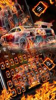 Kühle Feuer-Auto-Tastatur Plakat