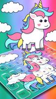 Cute Cartoon Unicorn Keyboard poster