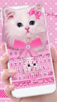 Cute Pink Cat Keyboard poster