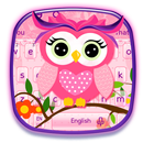 Cute Pink Owl Keyboard Theme APK