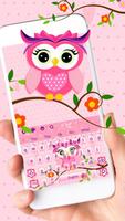 Cute Pink Owl Affiche