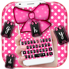 White Dots Pink Bow Keyboard icône