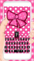 White Dots Pink Bow Keyboard Affiche