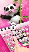 Adorable Pink Glitter Panda Keyboard Theme 포스터