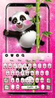 Adorable Pink Glitter Panda Keyboard Theme ภาพหน้าจอ 1