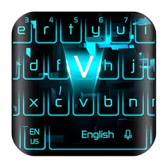 Neonblaue Tastatur