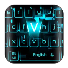 Teclado azul neón