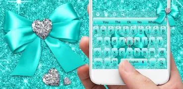 Blue Glitter Bow Keyboard