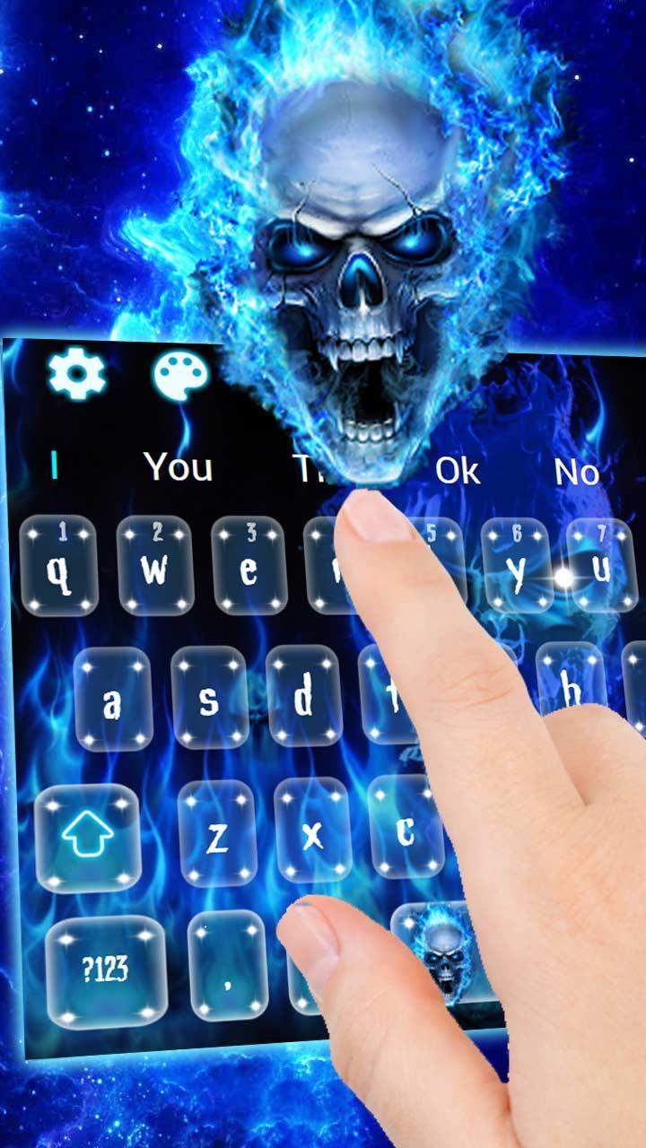 Клавиатура для телефона Blue Fire Skull. Skull Keyboard.