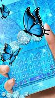 Blue Glitter Butterfly постер