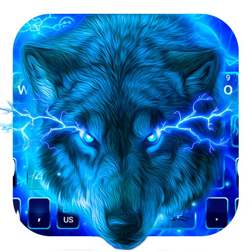 Blue Lightning Wolf Keyboard