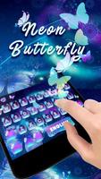 Neon Butterfly Keyboard Affiche