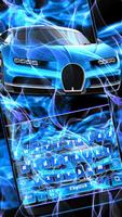 Blue Neon Car Keyboard poster