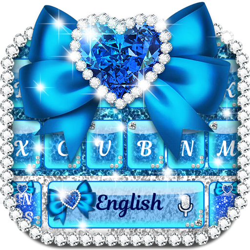Blue Glitter Bow Keyboard