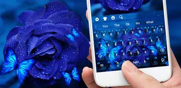 Blue Rose Butterfly Keyboard Theme