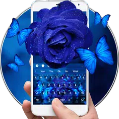 Blue Rose Butterfly Keyboard Theme APK Herunterladen
