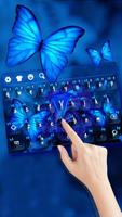 Blue Rose Butterfly Keyboard Affiche