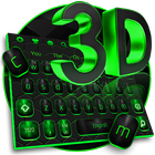 3D classique noir vert clavier icône