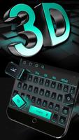 3D Black Neon Keyboard Affiche