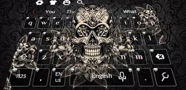 Black Rose Skull Keyboard