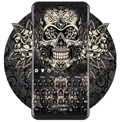 Black Rose Skull Keyboard