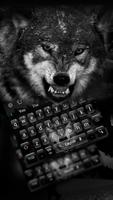 Teclado de lobo salvaje negro Poster