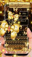 SMS Gold Butterfly Shining Keyboard Theme screenshot 1