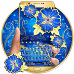 Gold Blue Flower Keyboard APK