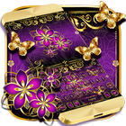 Gold Flower Butterfly Keyboard Theme icono