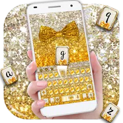 Glimmer Bowknot  Gold keyboard APK 下載
