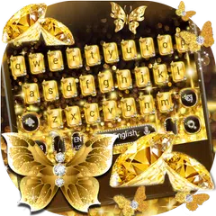 Gold Butterfly Keyboard Theme APK Herunterladen