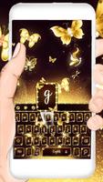 Gold Butterfly Keyboard Theme capture d'écran 1