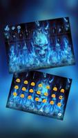 Blue Fire Skull Keyboard Affiche