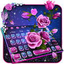 Glitter Violet Rose Flower Keyboard APK