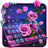 Glitter Violet Rose Flower Keyboard biểu tượng