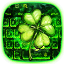 Green Neon Lucky Clover Keyboard Theme APK