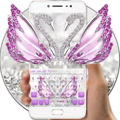 Glitter Diamond Swan Keyboard Theme APK download