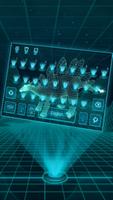 3d hologram dinosaur keyboard tech future پوسٹر
