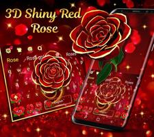 Thème de clavier 3D Rose rouge luxueux capture d'écran 2