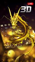 3D Leben Gold Drachen Tastatur Plakat