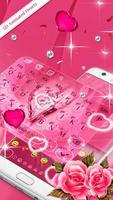 Geanimeerde schattige roze harten toetsenbord-poster