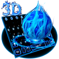3D Mavi Ateş Topu Klavye Tema