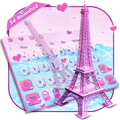 3D Pink Paris Eiffel Tower Keyboard Theme APK download