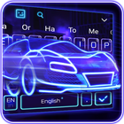 Thème de clavier 3D Blue Neon Sports Car icône