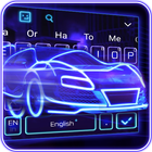 3D Blue Neon Sports Car Keyboard Theme icon