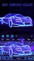 Tema del teclado 3D Blue Neon Sports Car captura de pantalla 3