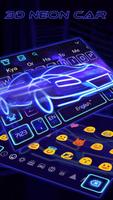 3D Blue Neon Sports Car Keyboard Theme poster