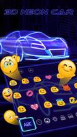 Tema del teclado 3D Blue Neon Sports Car captura de pantalla 1