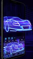 Thème de clavier 3D Blue Neon Sports Car capture d'écran 2