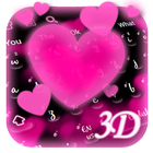 3D Rose Amour Clavier Thème icône